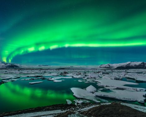 Joekulsarlon Gletscherlagune Nordlichter
