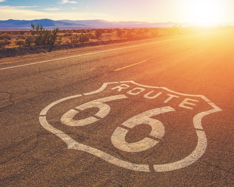 Mojave Wueste Route 66 Zeichen