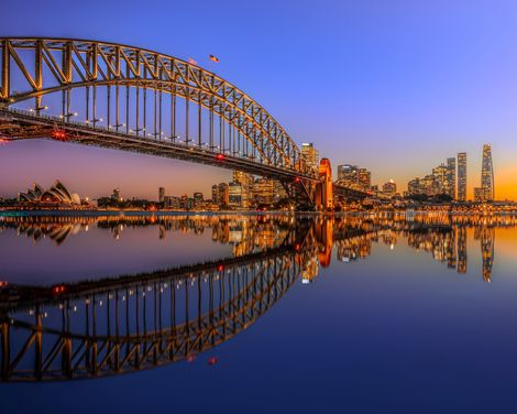 Sydney Harbour Bridge + Sonnenuntergang