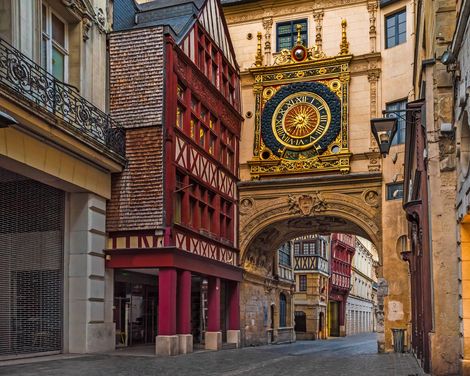 Rouen Rue du Gros Horloge + Uhrenturm