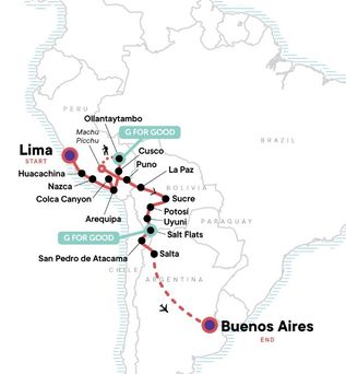 Lima nach Buenos Aires Reiseverlauf